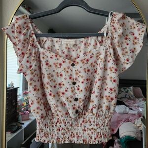 Monteau Floral Puff Crop Top